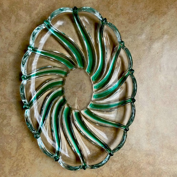 MIKASA green peppermint swirl candy dish - Picture 1 of 1